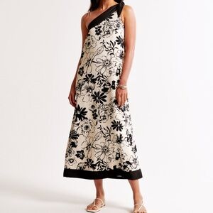 One shoulder scarf midi dress